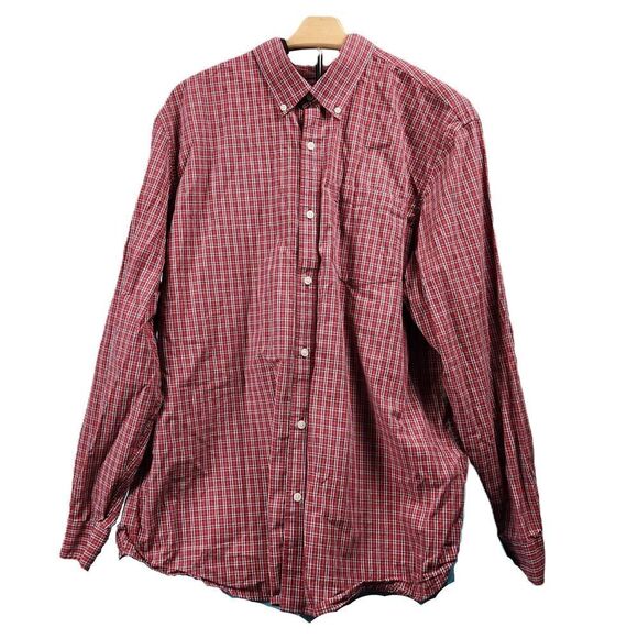 Eddie Bauer Men’s XL Red & Black Plaid Button-Down Long Sleeve Shirt - Picture 2 of 8